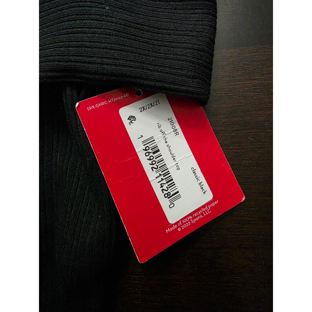 NWT Spanx Rib Off The Shoulder Top Classic Black Size 2X - Picture 3 of 6